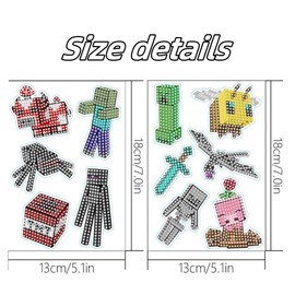 TRUZ Kids Diamond Painting Stickers Kits,5D DIY Diamond Painting Kits Gem Art Crafts for Children Diamond Dots Mosaic Kits for Girls,Boys and Adults (Game Characters)