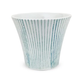 J-kitchens Shozan Kiln Cup 4.4 fl oz (130 cc), Made in Japan, Hasami Ware, Yumi Rice Bowl, Stripe, Light Blue