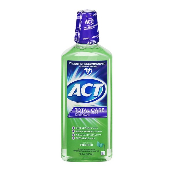 Act Total Care Anticavity Fluoride Mouthwash Fresh Mint - 18 oz, Pack of 5