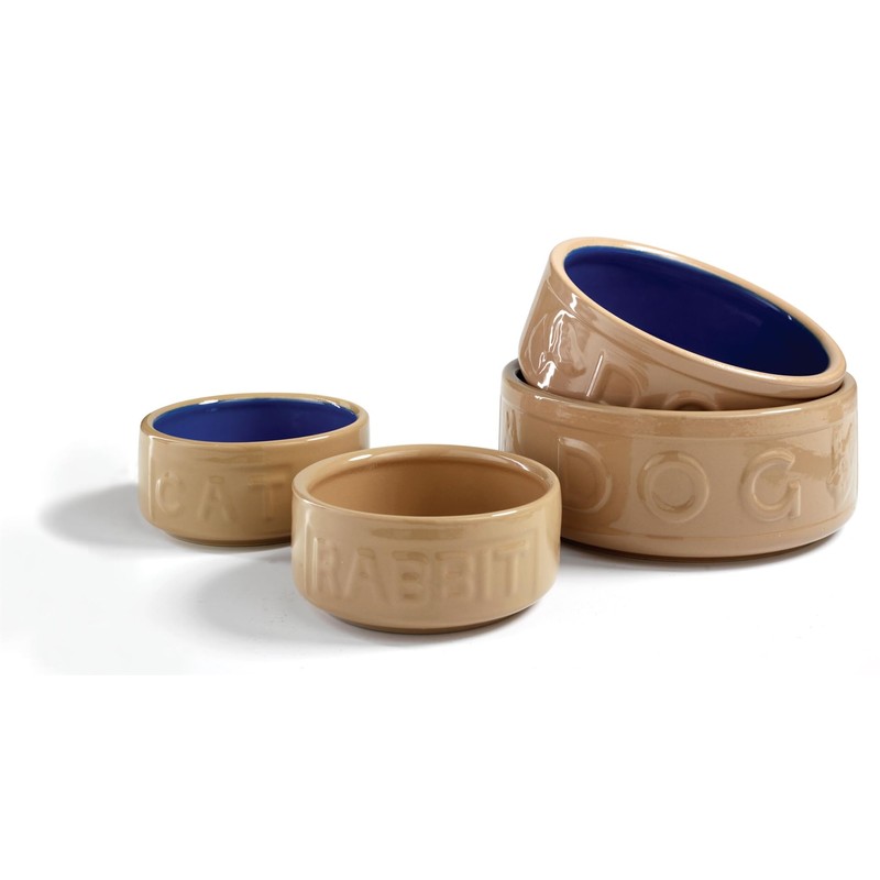Mason Cash Cane and Blue Lettered Stoneware Dog Bowl, 15cm