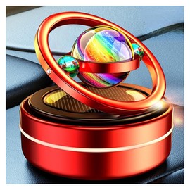 Solar Air Freshener & Purifier - Rotatable Aromatherapy Diffuser for Home & Car - Long Lasting Fragrance - Stocking Stuffer - Red