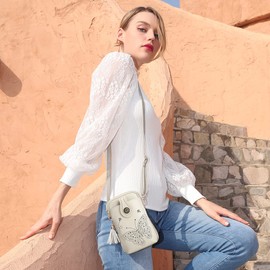 APHISON Crossbody Bag for Women, Small Cell Phone Purse, Mini Cute Shoulder Handbags with Shining Butterfly WHITE