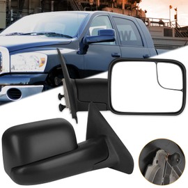 ITOPUP Towing Mirrors Fit 2002-2008 For Dodge For Ram 1500 2003-2009 For Dodge For Ram 2500/3500, Left and Right Side Tow Mirrors with Manual Control