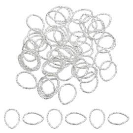 sourcing map 50Pcs Open Jump Rings, 14mm Twisted Teardrop Shape Connectors for DIY Crafts Bracelet Necklaces Jewelry Making, Silver