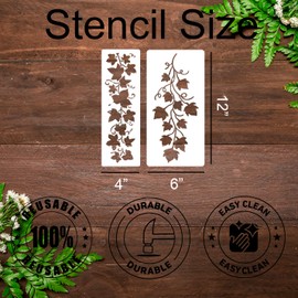 Leaf Stencils Vine Stencil Leaves Floral Stencils Reusable DIY Crafts Drawing Templates for Painting on Wood Wall Canvas Furniture
