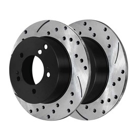 AutoShack Black Hat Drilled and Slotted Brake Rotors Front Brake Rotor Replacement Kit for Hyundai Tucson XG350 2001 XG300 2005-2010 Sonata 2005-2010 Kia Sportage 2006-2010 Optima Magentis PR41341LR