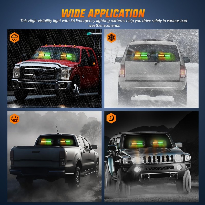 Nilight 40LED Amber Green Emergency Strobe Traffic Advisor Light Bar
