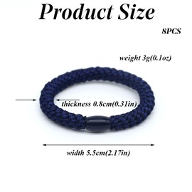 8PCS Elastic Hair Tie for Women Girls, Cotton Bands Soft Woven Ponytail Holders for Thick Hair and Curly Hair, Mixed Colors