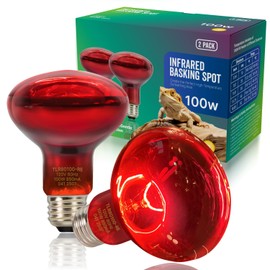 FLSNT 100W 2Pack Pet Lamp for Reptiles Glass Heat Bulbs Night Heat Lamps for Terrariums Ideal for Turtles, Leopard Gecko, Ball Python, Bearded Dragon, Snake and Chicken E26