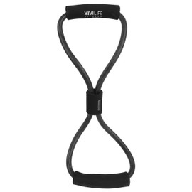 VIVI LIFE Fitness Black Medium Resistance Stretch Cord Builds Muscle Tone with Comfortable Foam Handle Grip, One Size, (PF-V8148-BLK)