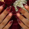 Burgundy Ombre Press On Nails - 24Pcs Almond French Tips