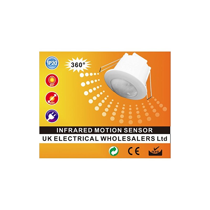 360 Degree PIR Motion Sensor - 1200w White Recessed Ceiling