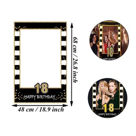 Selfie Frame, Birthday Selfie Frame, 18th Birthday Party Photo Booth Props, Black Gold Selfie Frame for Corporate Events, Birthday, Wedding, Party Decorations