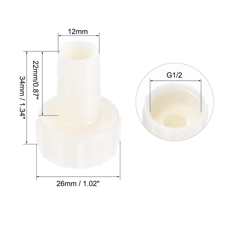 sourcing map ABS Hose Barb Fitting Coupler, 12mm Barb x