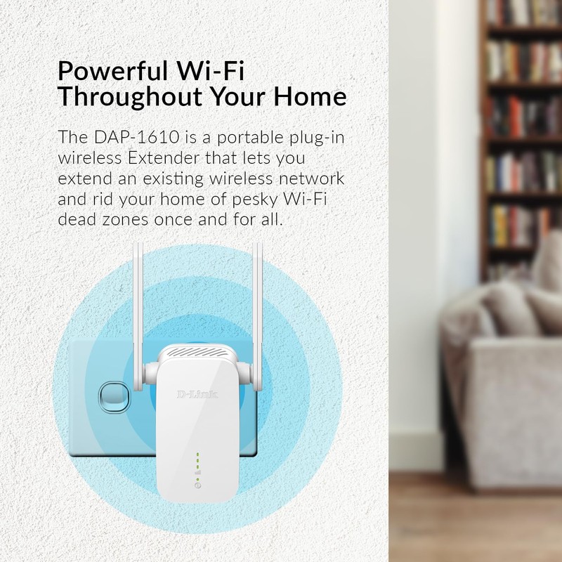 D-Link DAP-1610 AC1200 Wi-Fi Range Extender, Dual-Band WiFi Booster, WPA3