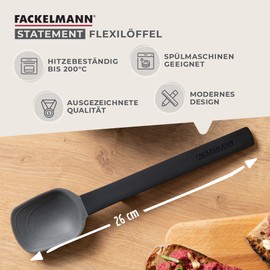 Fackelmann Statement Flexi Spoon with Lift-Up Function - Cooking Spoon with Ergonomic Handle - Suitable for Coated Pots and Pans - Flexible Spoon with Measuring Grooves