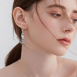 Peacock Dangle Earrings Sterling Silver Bird Earrings Peacock Jewellery Gift for Women, Sterling Silver