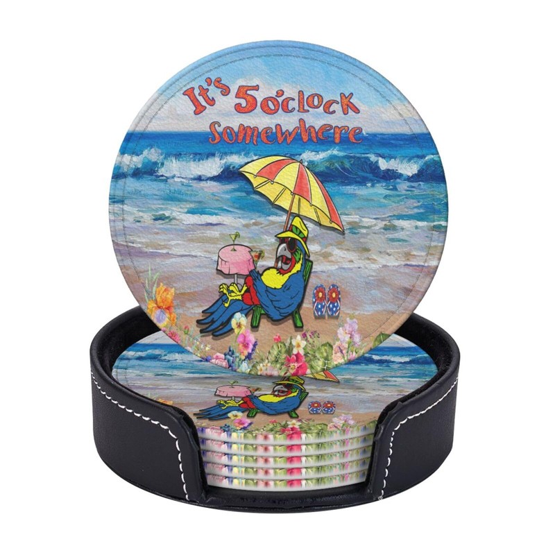 ItS 5 O'Clock Somewhere Parrot Coasters Set of 6 Pack