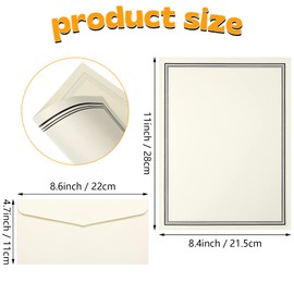 144 Pcs Stationery Paper and Envelopes Set Includes 48 Pcs Vintage Envelopes 96 Pcs Stationary Paper Letter Envelopes Writing Paper for School Office Home Invitation Party Gifts Favors Supplies