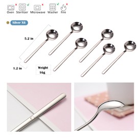 12 PCS Coffee Spoons, 18/8 Stainless Steel Espresso Spoons, 5.2 Inches Vogue Mini Tea Spoons, Cappuccino Stirring Spoons, Small Spoons for Dessert, Ice Cream, Frosted Handle, Sweejar (Silver)