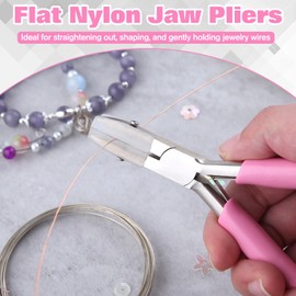 LEONTOOL 5-Inch Double Nylon Jaw Pliers with 3 Pairs of Replacement Tips and a Screwdriver, Flat Nylon Jaw Pliers for Jewelry Making, Spring Loaded Soft Jaw Pliers Wire Straightener Wire Wrapping Tool