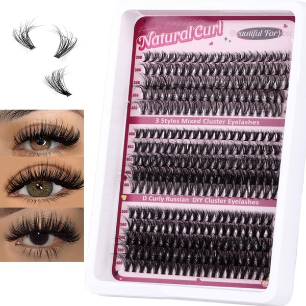 SIISTAS Individual Eyelashes Natural Lash Clusters Wispy Cluster Lashes D