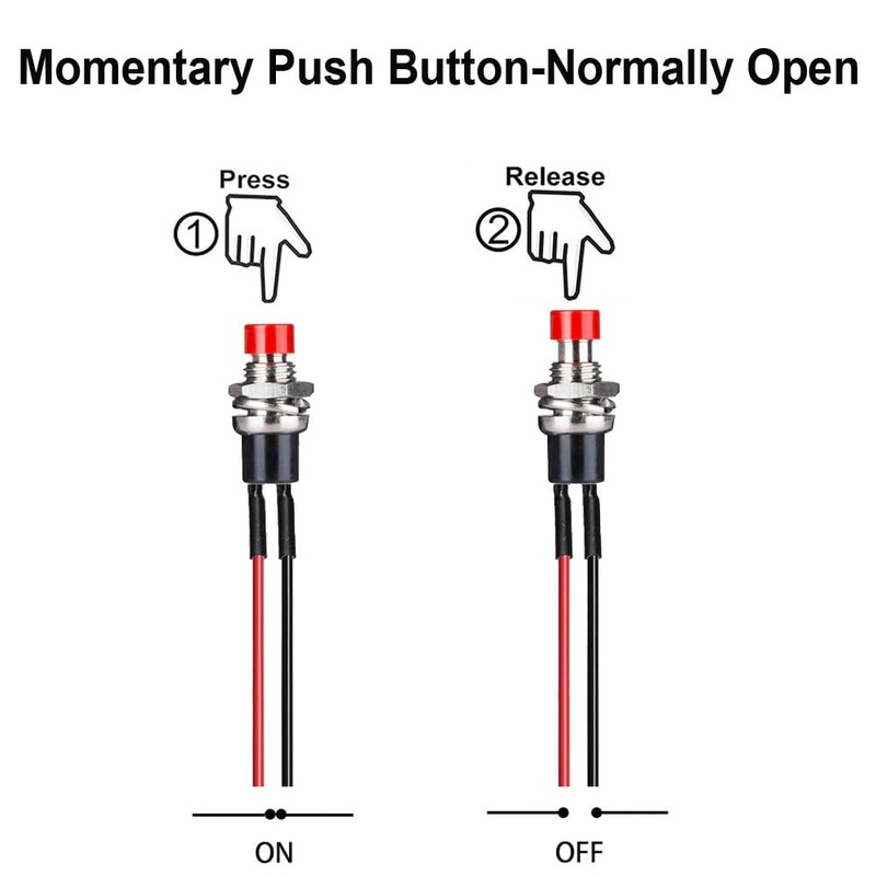 Gebildet 10pcs 7mm 3V-6V-12V-24V-230V/1A Pre-Wired Mini Push Button, SPST Nomal