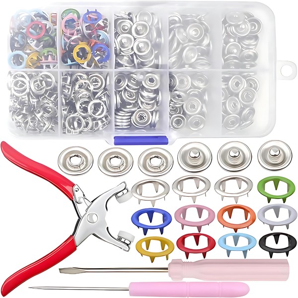 100 Sets Metal Snap Buttons with Fastener Pliers Press Tool