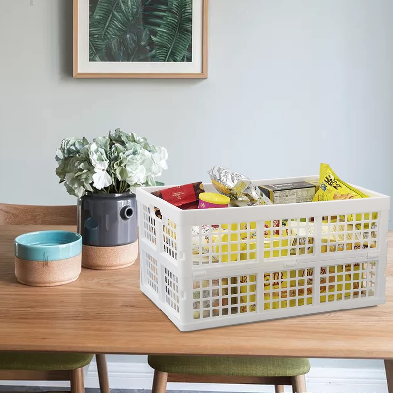 Asking 2-Pack 42 L Stackable Collapsible Crate, Plastic Folding Storage