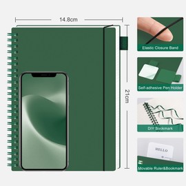 RETTACY College Notebook, A5 Squared, Lightweight Notebook, Blcok Ring Binder, 100gsm with 160 Sheets / 80 Pages for Drawing, PVC Cover, for Diary, College, Conference, Travel, 14.8 x 21 cm, Dark