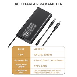 90W Laptop Charger for Dell, Ac/Dc Adapter Dell Latitude E6430 E6420; Dell Inspiron 17 1750 1764 1705 1720 1721 1737 1747 Dell Vostro 3500 3500n 3550 3550n with Power Supply Cord