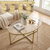 Coffee Table Gold Oval Glass Coffee Tables for Living Room,Modern