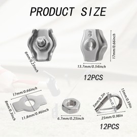 YEYIT Pack of 24 Wire Rope Clamps 3 mm Stainless Steel 304 Cable Clamp Wire Clamp Rope Clamp M3 Simplex Clamp 304 Wire Rope Clamps M3 for Wire Rope Steel Cable Washing Line Tensioner Awning Fixed