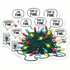 Magnet Set-Funny Christmas Lights-Holiday Humor - Im Fine -2 Pack - 5" Wide Design - Sticks to Fridges, Lockers, Toolboxes & More - Made in USA - AQM1411