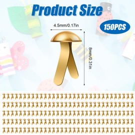 150pcs Paper Clips for Crafts, 0.17x0.31in Shiny Smooth Round Head Split Pins for Paper Crafts Brads Paper Fasteners for Scrapbooks Brass Fasteners for Cards Photo Walls Kids Craft (Gold)