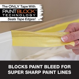 FrogTape Delicate Surface Painters Tape with PAINTBLOCK, 1.5 Inch Wide (1.41 In. x 60 Yds), Low Adhesion, Ideal for Freshly Painted Walls, Trim & Surfaces, Yellow, 1 Roll (280221)