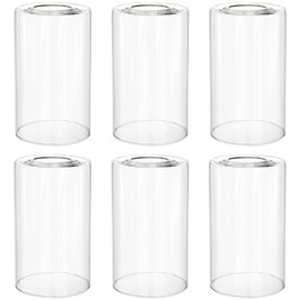 Hedume 6 Pack Clear Glass Shades Replacement, 5.7" Height - 3.5" Diameter - 1.7" Fitter, High Transmittance Clear Cylinder Glass Lamp Shade Replacement for Wall Sconces, Pendant Light, Floor Lamps