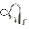 TIORIY 3 Hole Kitchen Faucet with Pull Down Sprayer, Brushed