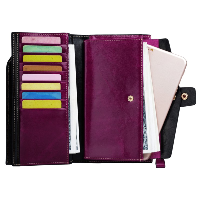 YALUXE Women's Genuine Leather Wallet RFID Blocking with 21 Card