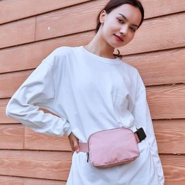 Mini Bolso Cruzado En El Pecho, Riñonera Impermeable y Ligera, Para Hombre Y Mujer，riñonera pequeña resistente a salpicaduras para desplazamientos diarios, gimnasio, viajes, senderism (Rosa)