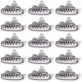 SUNNYCLUE 1 Box 50Pcs Boat Charms Bulk Ship Charms Antique Silver Ocean Sea Cruise Boats Vehicle Cruise Sailing Vintage Charms for jewellery Making Charms Women DIY Necklace Earring Bracelets Crafts