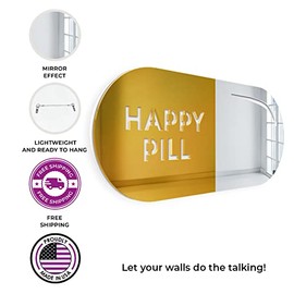 4ArtWorks - 19" x 8" Happy Pill Wall Art Decor, Cool Pill Wall Art, Chill Pill Wall Art, Happy Pill Room Wall Decor, Love Pill Wall Decor, Fun Wall Art Décor
