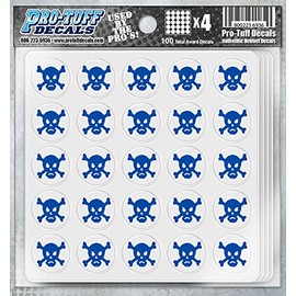 Pro-Tuff Decals Skull Award Decals 20 mil Professional Vinyl 1-1/8" Diameter (Royal on White)