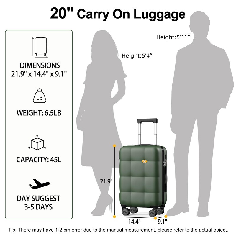 MGB Carry On Luggage 22x14x9 Airline Approved with TSA Lock,