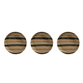 Creative Co-Op Stoneware Serving Painted Stripes, Set of 3, Tan and Black Bowl, Blue