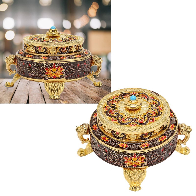 Trinket Incense Burner with Lid Handcraft Antique Polished Process for