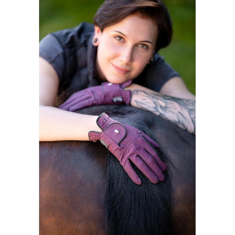 Roeckl Sports equestrian gloves LONA, ladies summer riding glove, grape