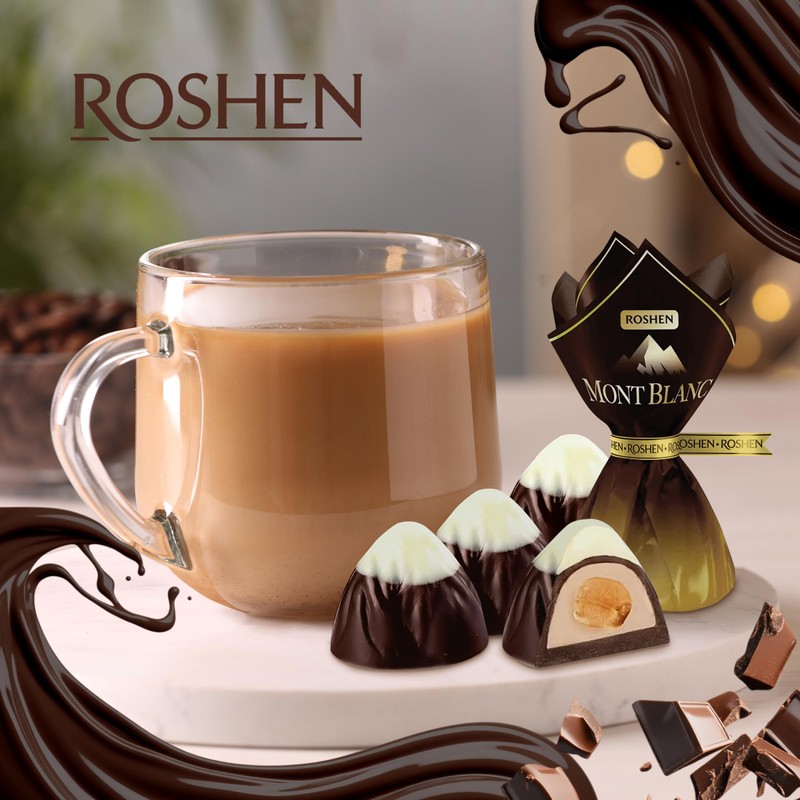 Roshen Mont Blanc with Whole Hazelnuts, Delicious, Flavorful Sweets Bulk