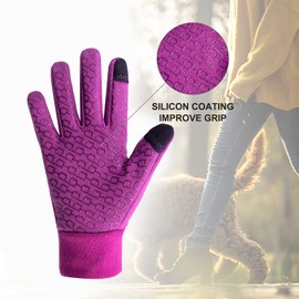 HANDLANDY Winter Gloves for Men & Women Touch Screen Warm Gloves, Upgraded Anti- Slip Thermal Running Gloves (Large, Purple-Upgraded)