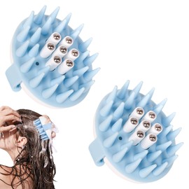 Disnace 2 Stück Kopfhaut Massagebürste, Silikon Kopfhaut-Massagebürste, Premium Haar Massagebürstes, Silikon Shampoo Haarbürste, für Schuppenentfernung, Haarwachstum Peeling, Weiß-Blau